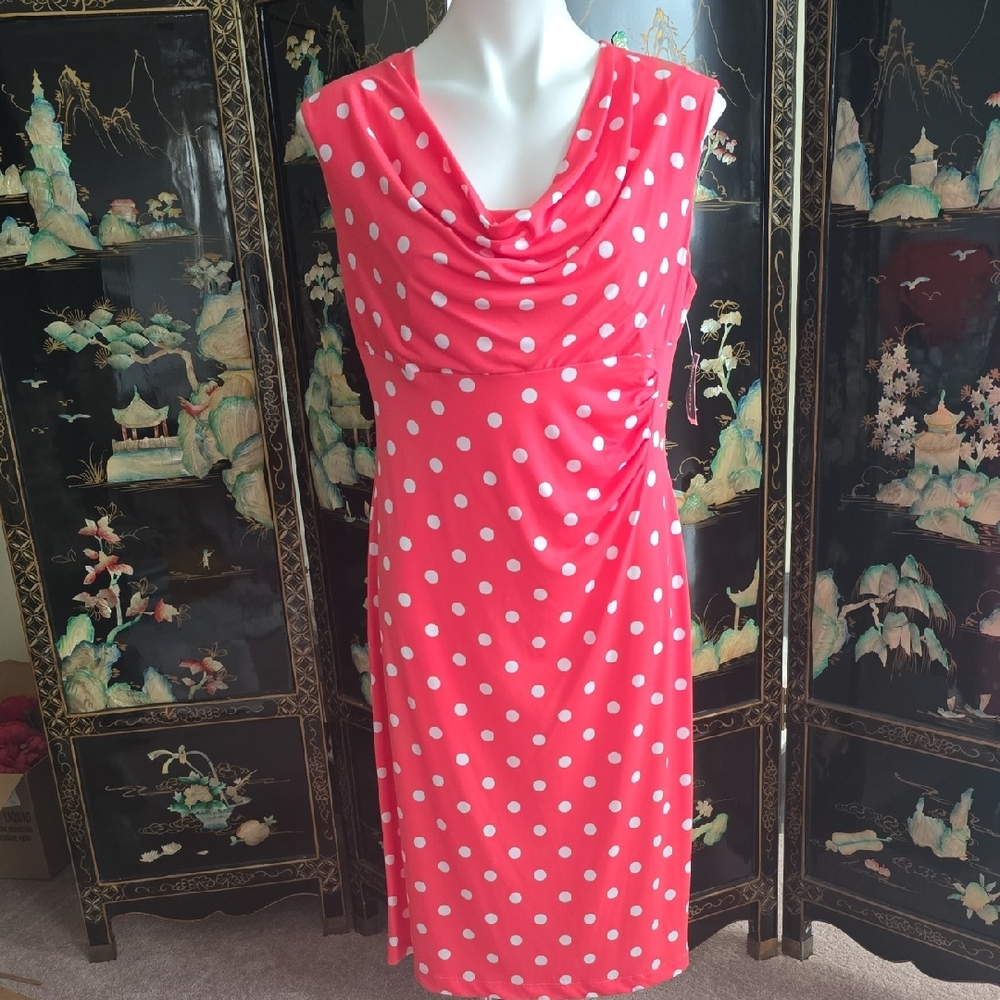 New Connected Apparel Orange Pink Sleeveless Midi Dress
